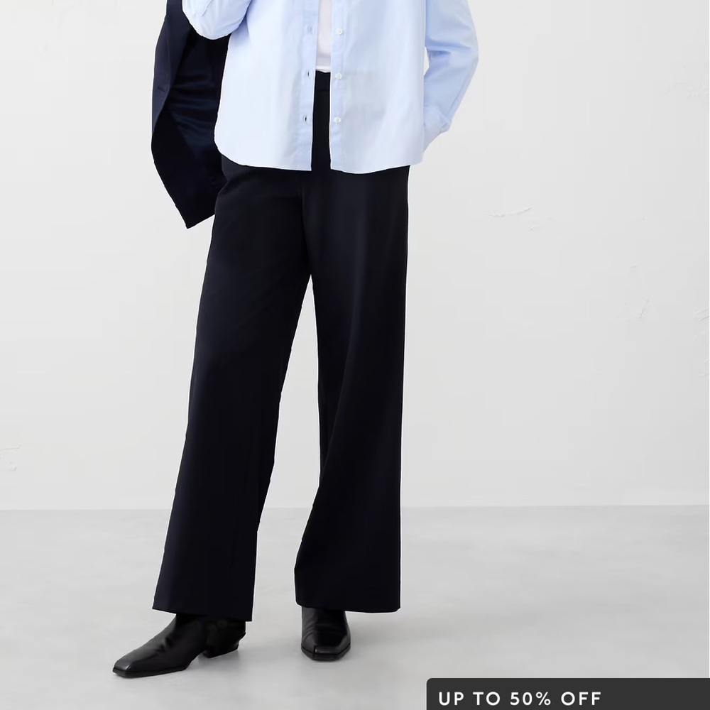 Banana Republic Navy Sculpted Stretch Trouser - Women 10P
